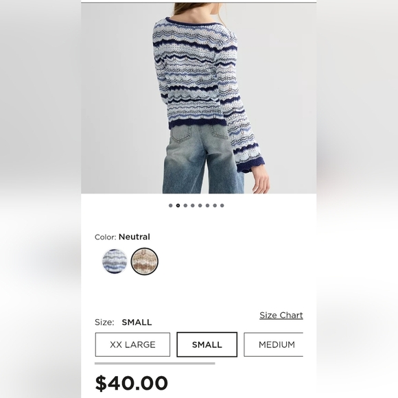 Limited too, Blue & white, girls knit crop top. New with tags. Y2K vibes. - Picture 2 of 9